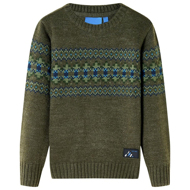 Sweater til børn str. 92 strikket kakifarvet