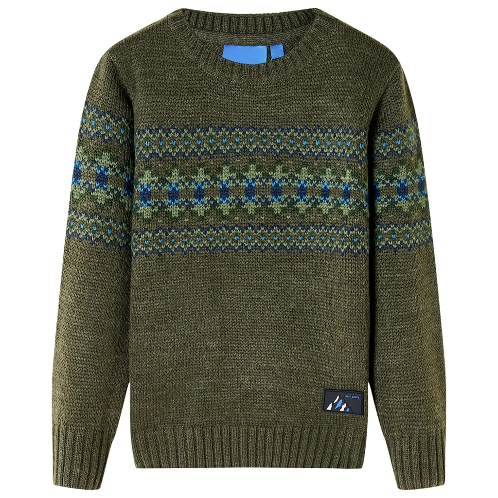 Sweater til børn str. 92 strikket kakifarvet