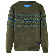 Sweater til børn str. 92 strikket kakifarvet