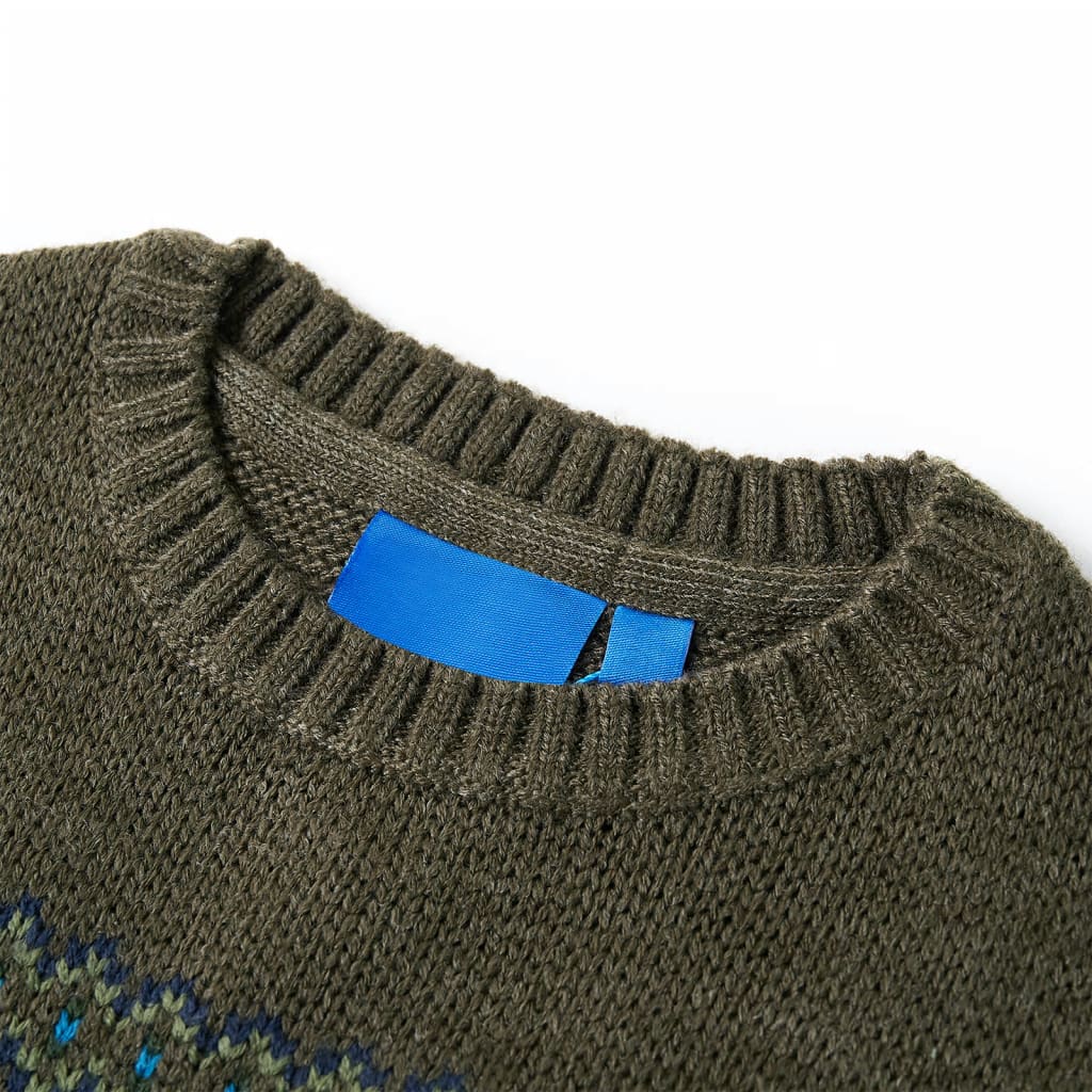 Sweater til børn str. 92 strikket kakifarvet