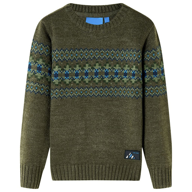 Sweater til børn str. 116 strikket kakifarvet