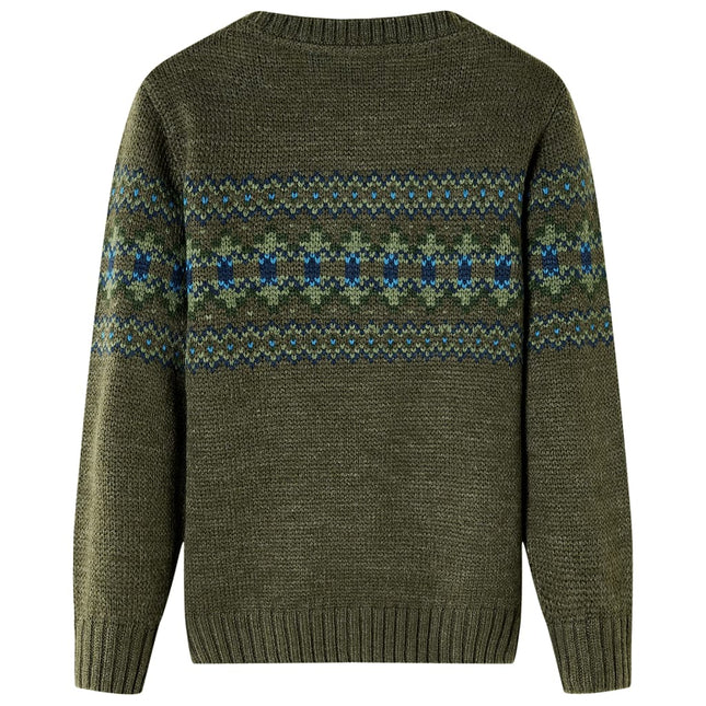 Sweater til børn str. 116 strikket kakifarvet