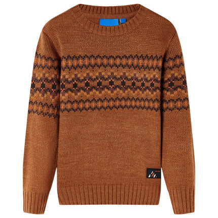 Sweater til børn str. 104 strikket cognacfarvet