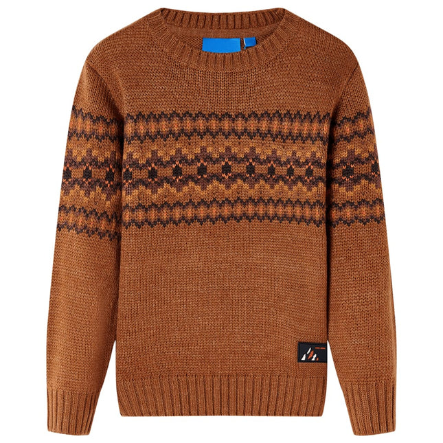 Sweater til børn str. 104 strikket cognacfarvet