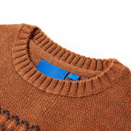 Sweater til børn str. 116 strikket cognacfarvet