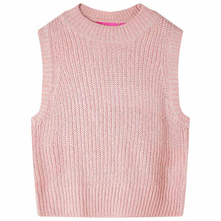 Strikket vest til børn str. 92 strikket lyserød