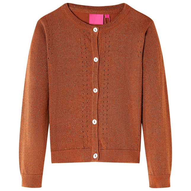 Strikket cardigan til børn str. 92 cognacfarvet