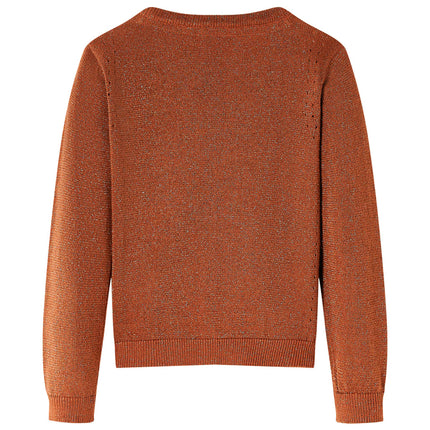 Strikket cardigan til børn str. 116 cognacfarvet