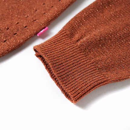 Strikket cardigan til børn str. 128 cognacfarvet