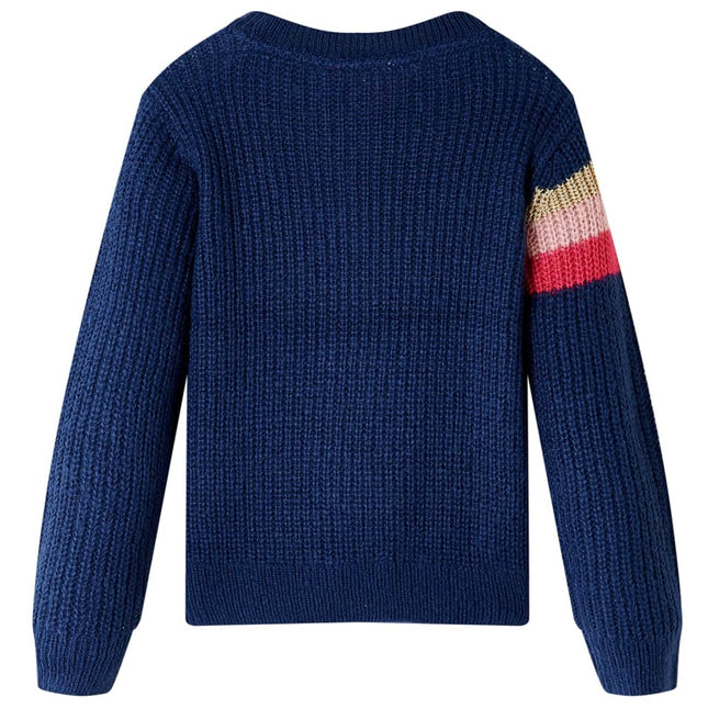 Sweater til børn str. 116 strikket marineblå