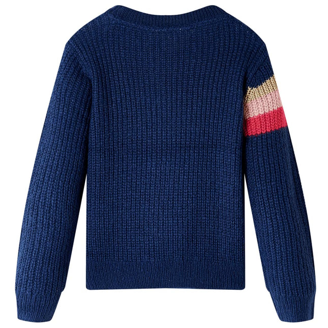 Sweater til børn str. 140 strikket marineblå