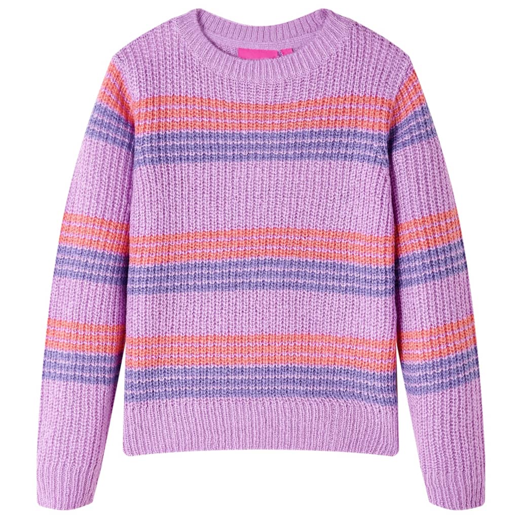 Sweater til børn str. 92 strikket lilla og lyserød