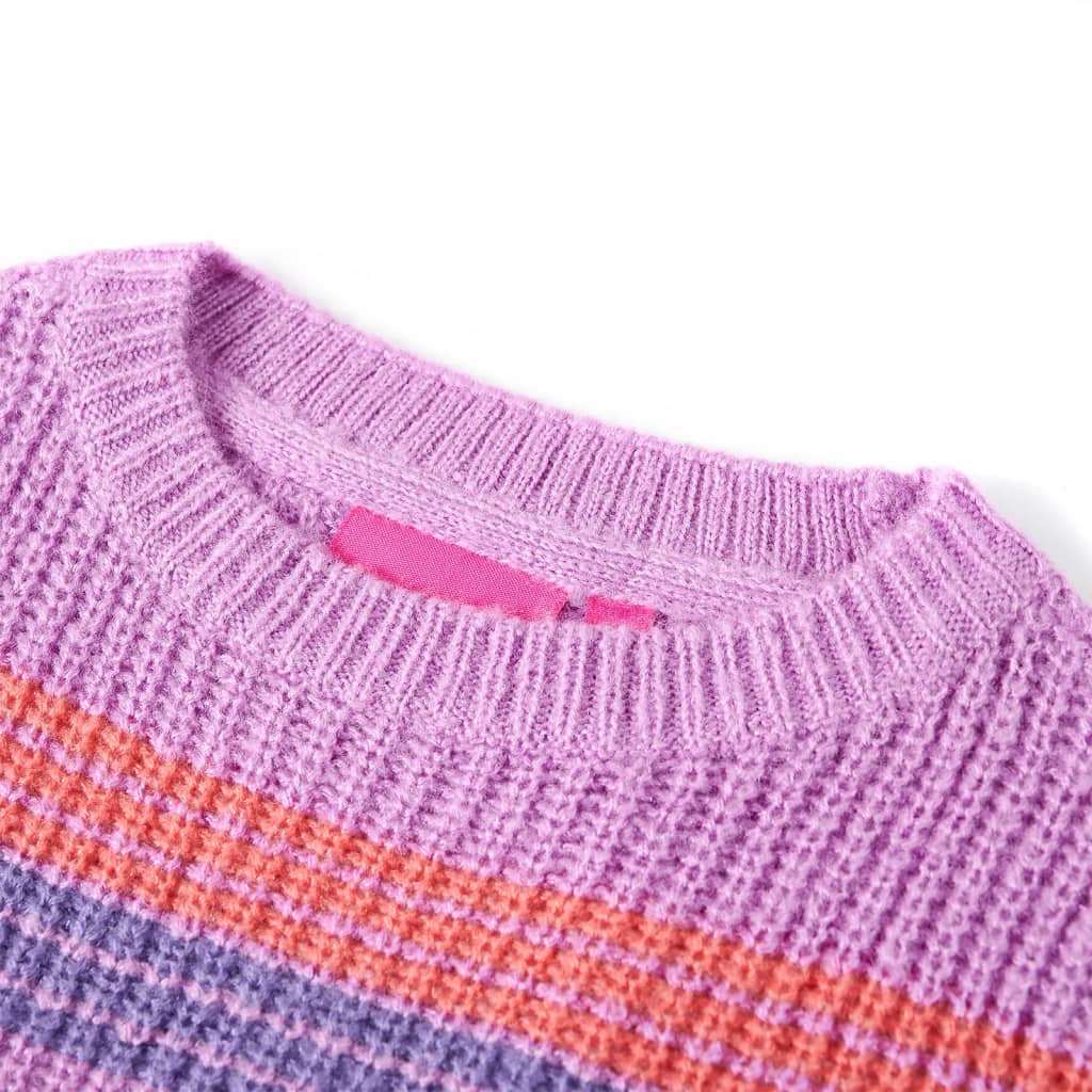 Sweater til børn str. 92 strikket lilla og lyserød