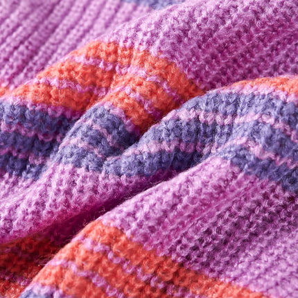 Sweater til børn str. 92 strikket lilla og lyserød