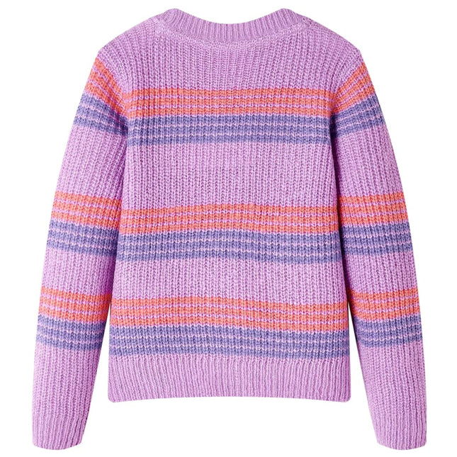 Sweater til børn str. 104 strikket lilla og lyserød