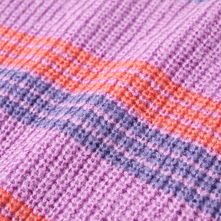 Sweater til børn str. 116 strikket lilla og lyserød