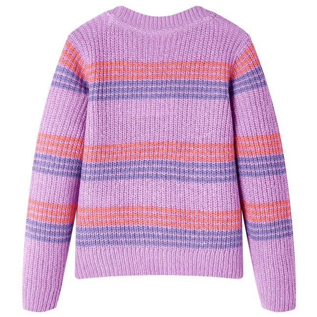 Sweater til børn str. 128 strikket lilla og lyserød
