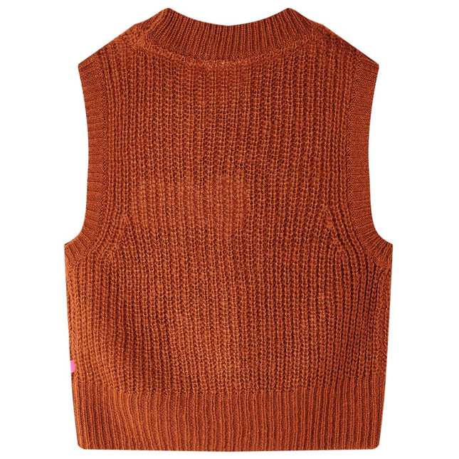Strikket vest til børn str. 92 strikket cognacfarvet