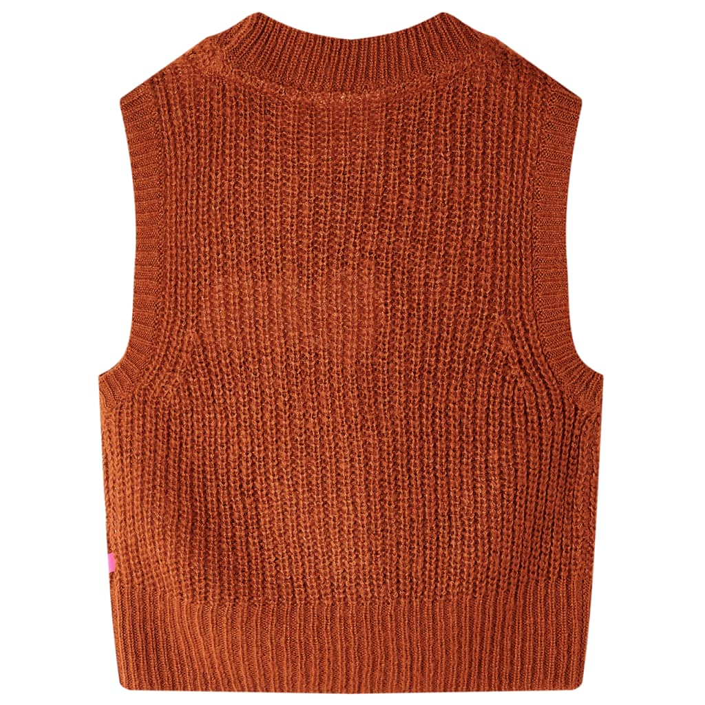 Strikket vest til børn str. 92 strikket cognacfarvet