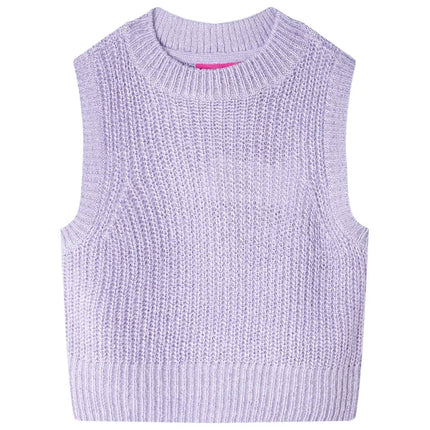 Strikket vest til børn str. 104 strikket lyslilla