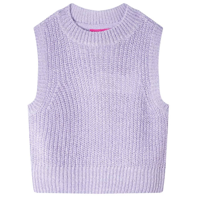 Strikket vest til børn str. 104 strikket lyslilla