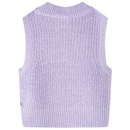 Strikket vest til børn str. 104 strikket lyslilla