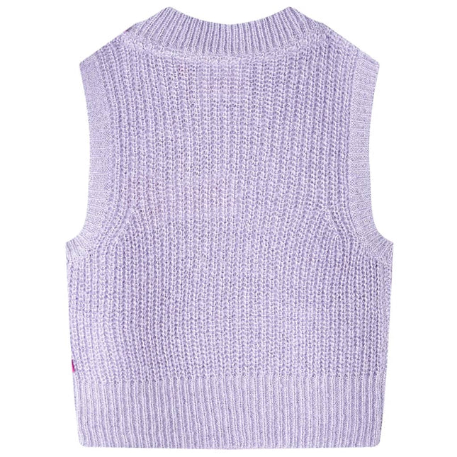 Strikket vest til børn str. 104 strikket lyslilla