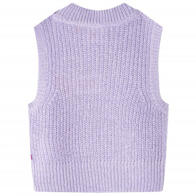Strikket vest til børn str. 128 strikket lyslilla