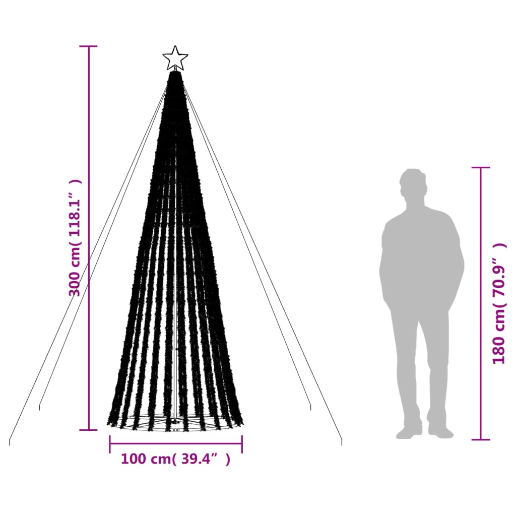 LED-juletræ 688 LED'er 300 cm varmt hvidt lys