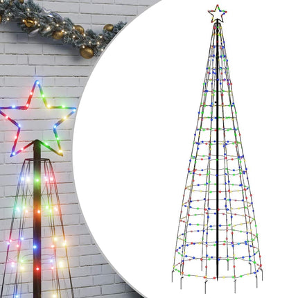 LED-juletræ med spyd 570 LED'er 300 cm farverigt lys
