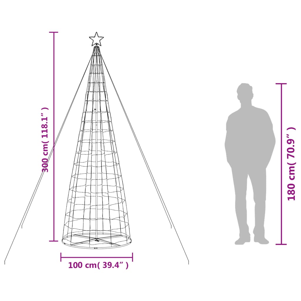 LED juletræ 570 LED'er varm hvid 300 cm