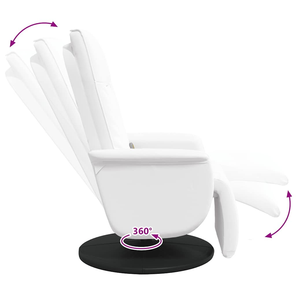 massagestol med fodstøtte kunstlæder hvid