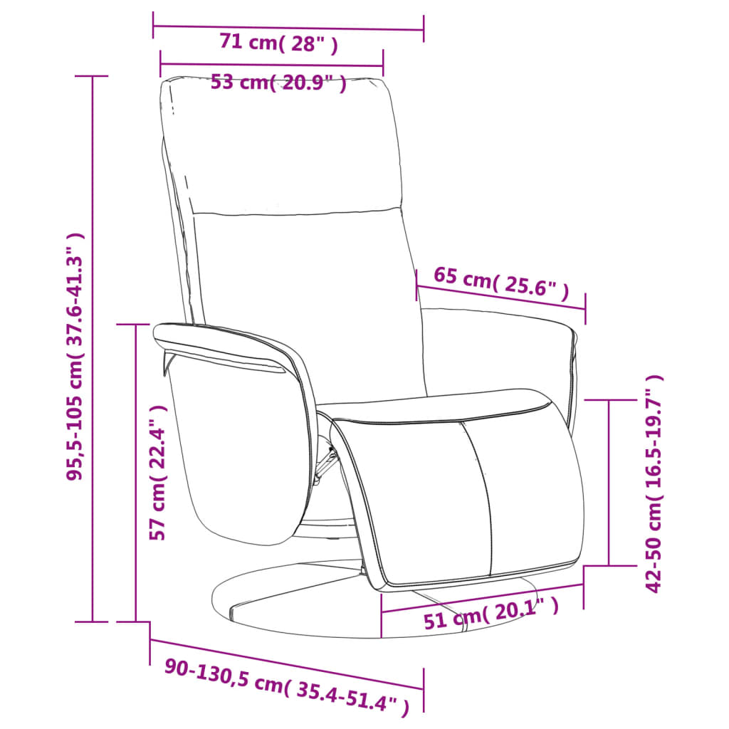 lænestol med fodstøtte kunstlæder cremefarvet