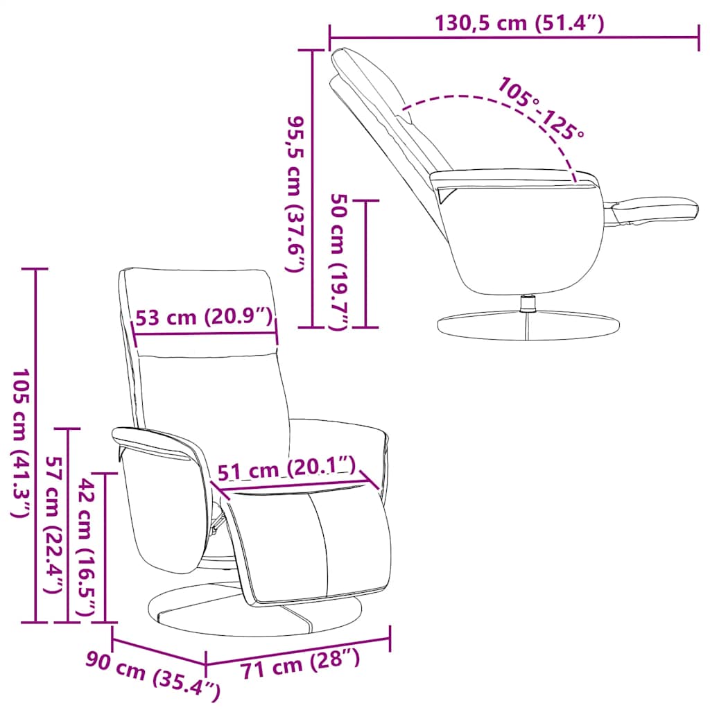 hvilestol med fodstøtte kunstlæder sort