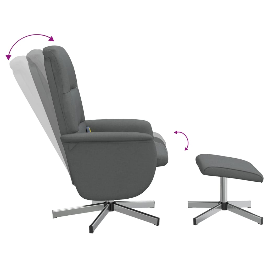 massagestol med fodskammel stof mørkegrå