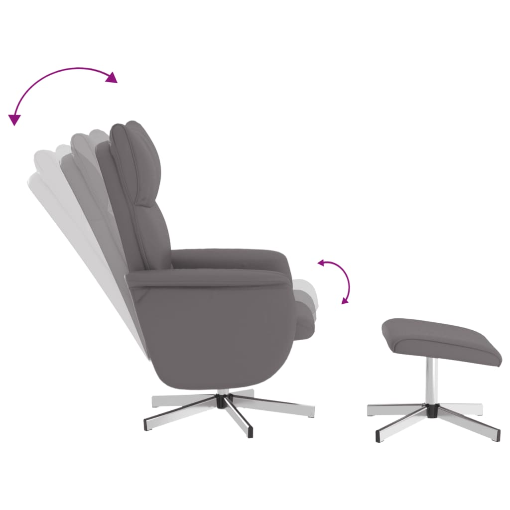 lænestol med fodskammel kunstlæder grå