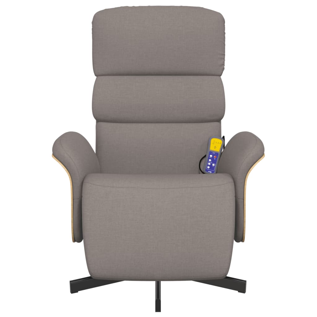 massagestol med fodstøtte stof gråbrun