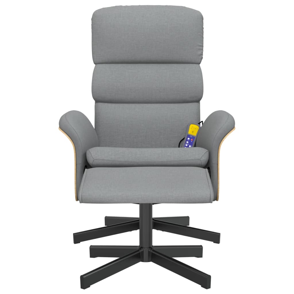 massagestol med fodskammel stof lysegrå