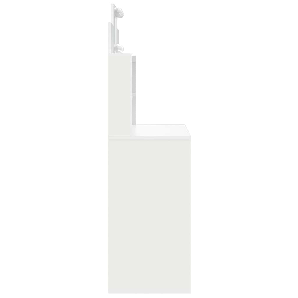 makeupbord med LED-lys 96x40x142 cm hvid