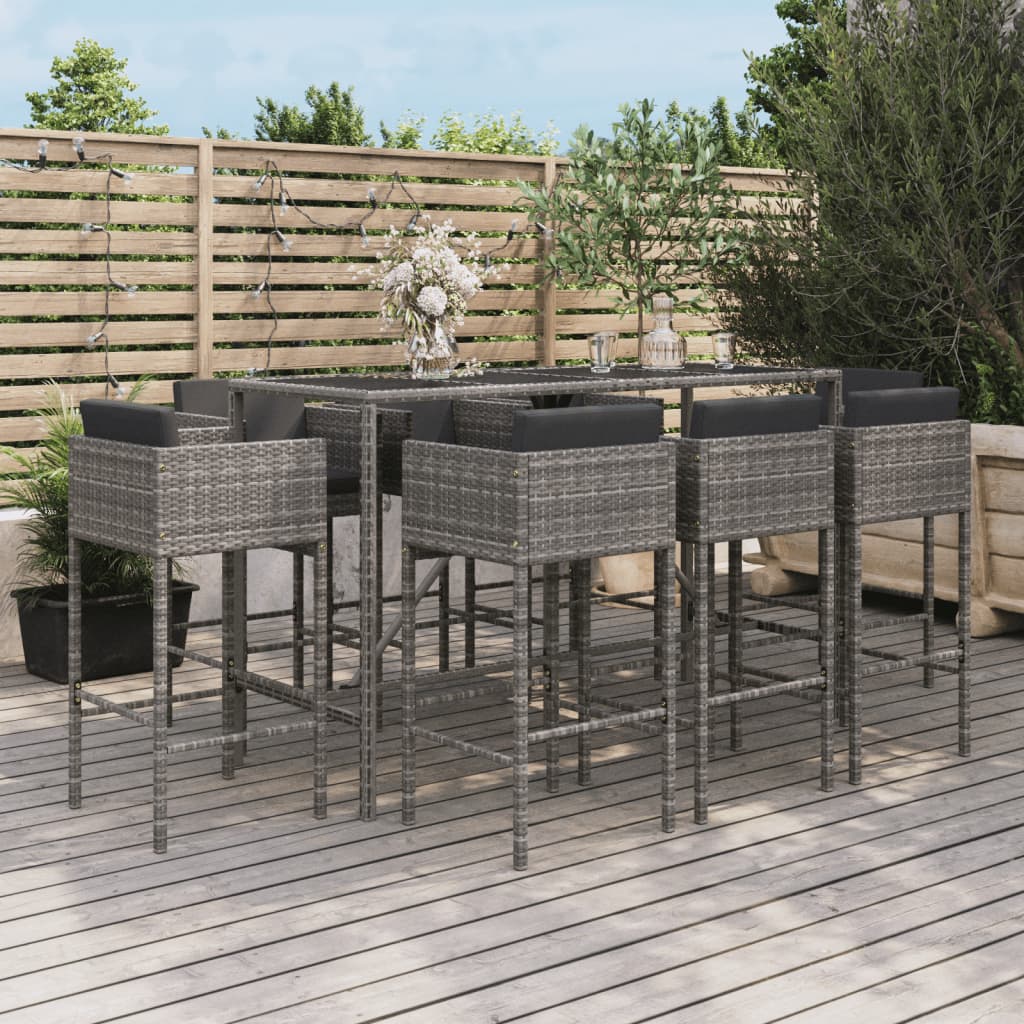 barst til haven 9 dele med hynder polyrattan gr