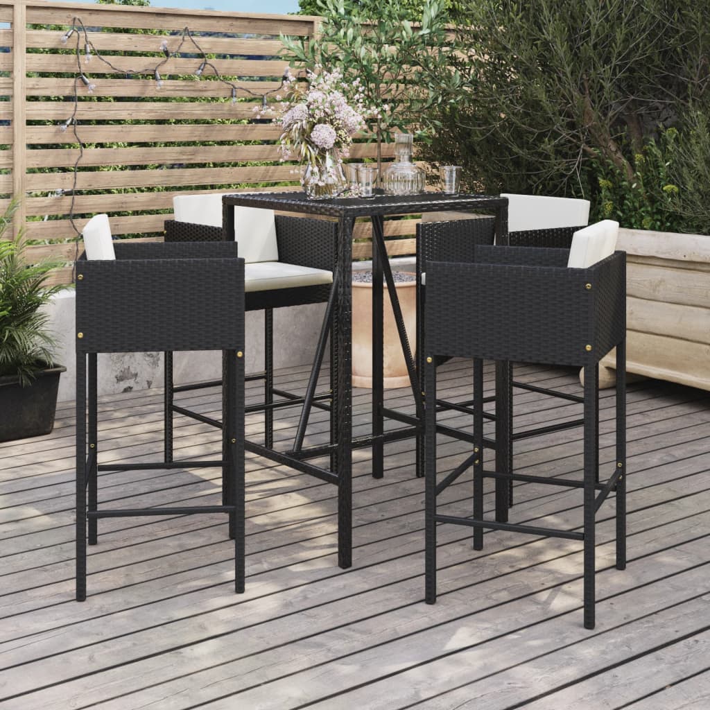 barst til haven 5 dele med hynder polyrattan sort