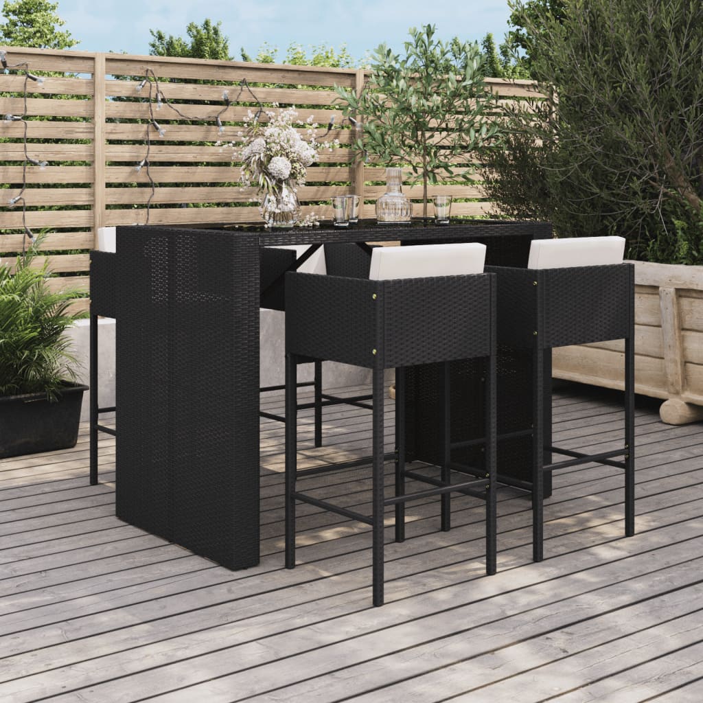 barst til haven 5 dele med hynder polyrattan sort