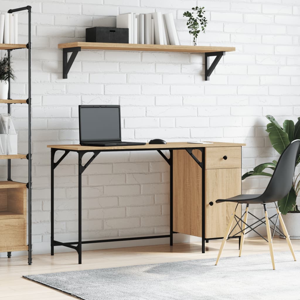 Computerbord 131×48×75 cm i konstrueret træ - sonoma-eg