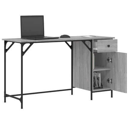 computerbord 131x48x75 cm konstrueret træ grå sonoma-eg