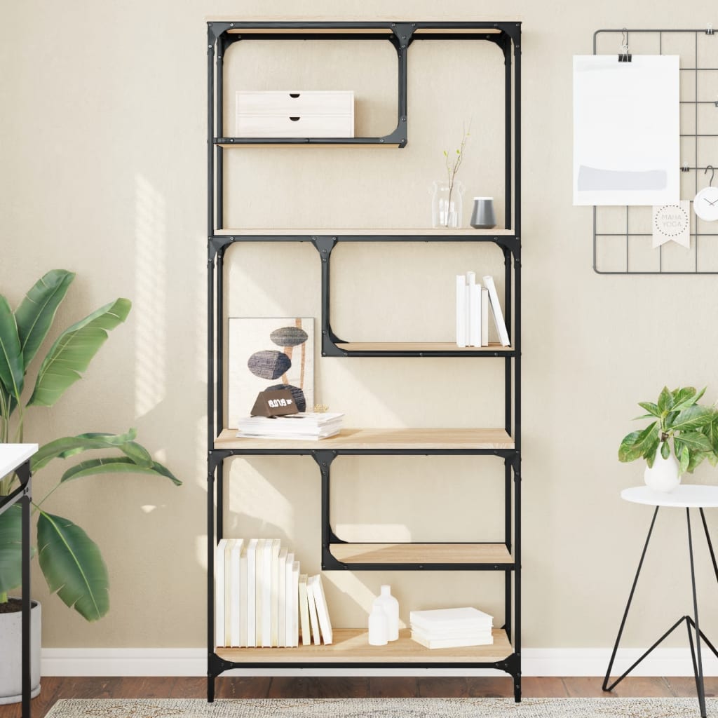 Bogreol 81×36×176 cm i konstrueret træ - sonoma-eg
