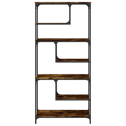 bogreol 81x36x176 cm konstrueret træ røget egetræsfarve