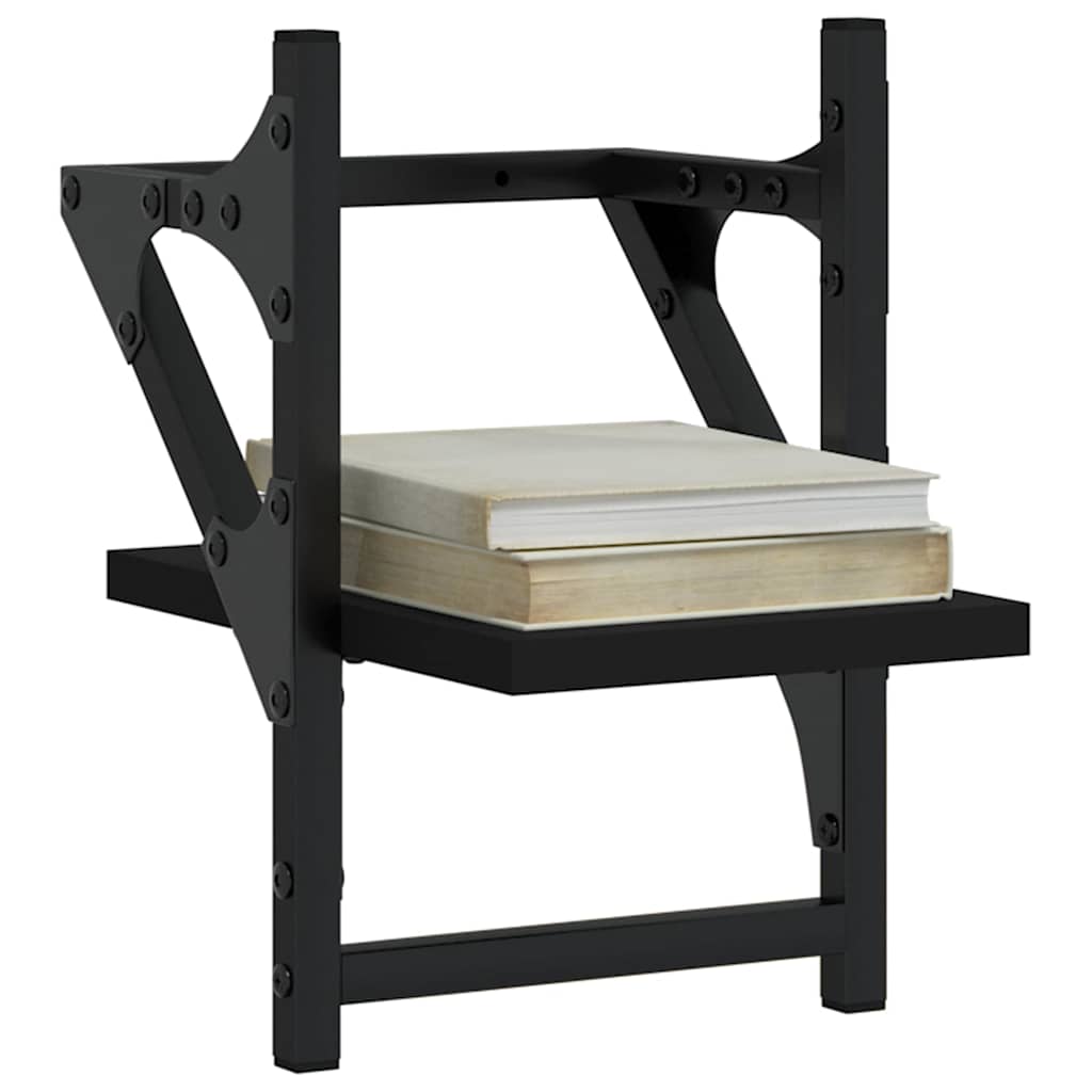 væghylder med stænger 2 stk. 20x25x30 cm sort