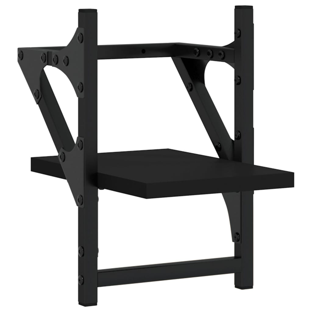 væghylder med stænger 2 stk. 20x25x30 cm sort