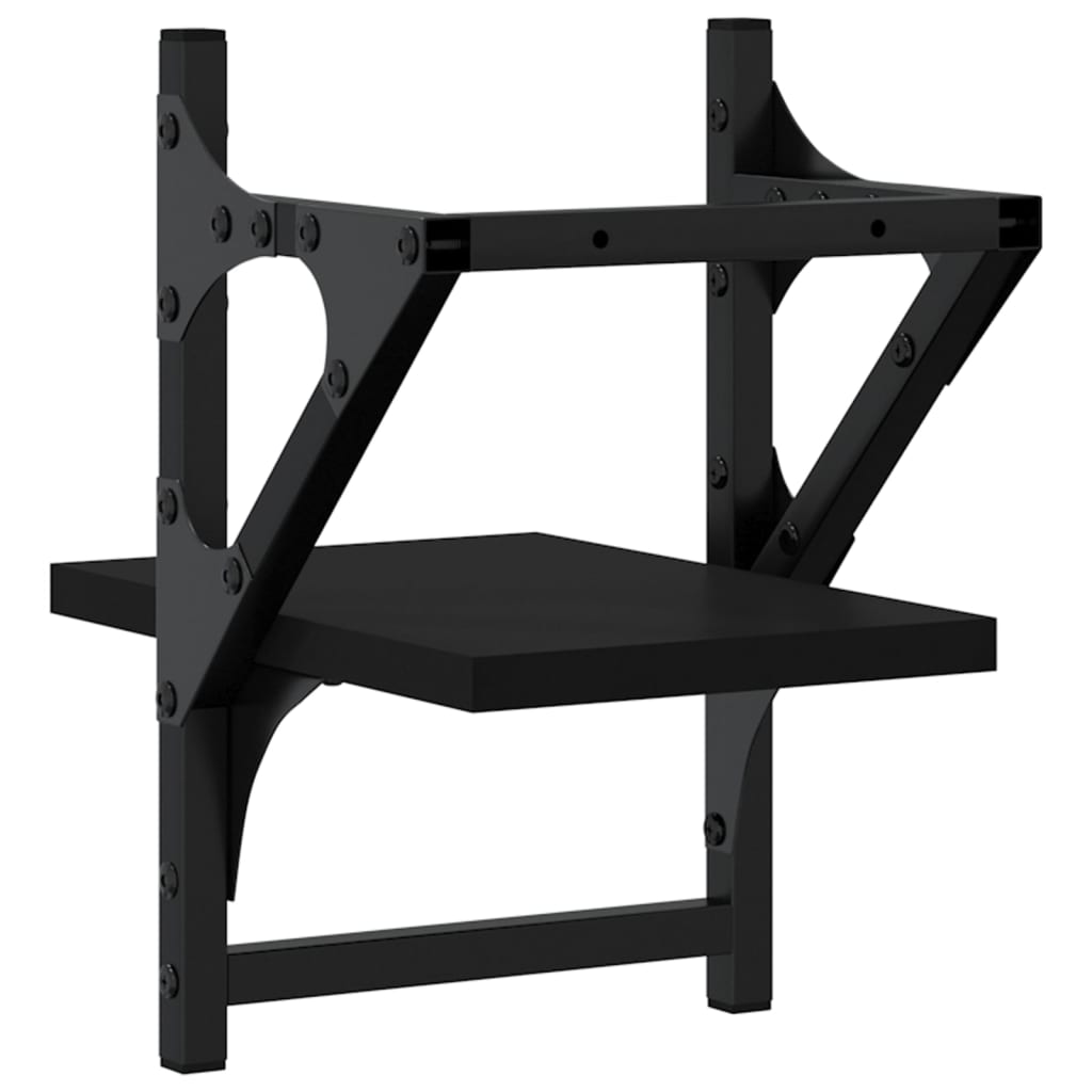 væghylder med stænger 2 stk. 20x25x30 cm sort