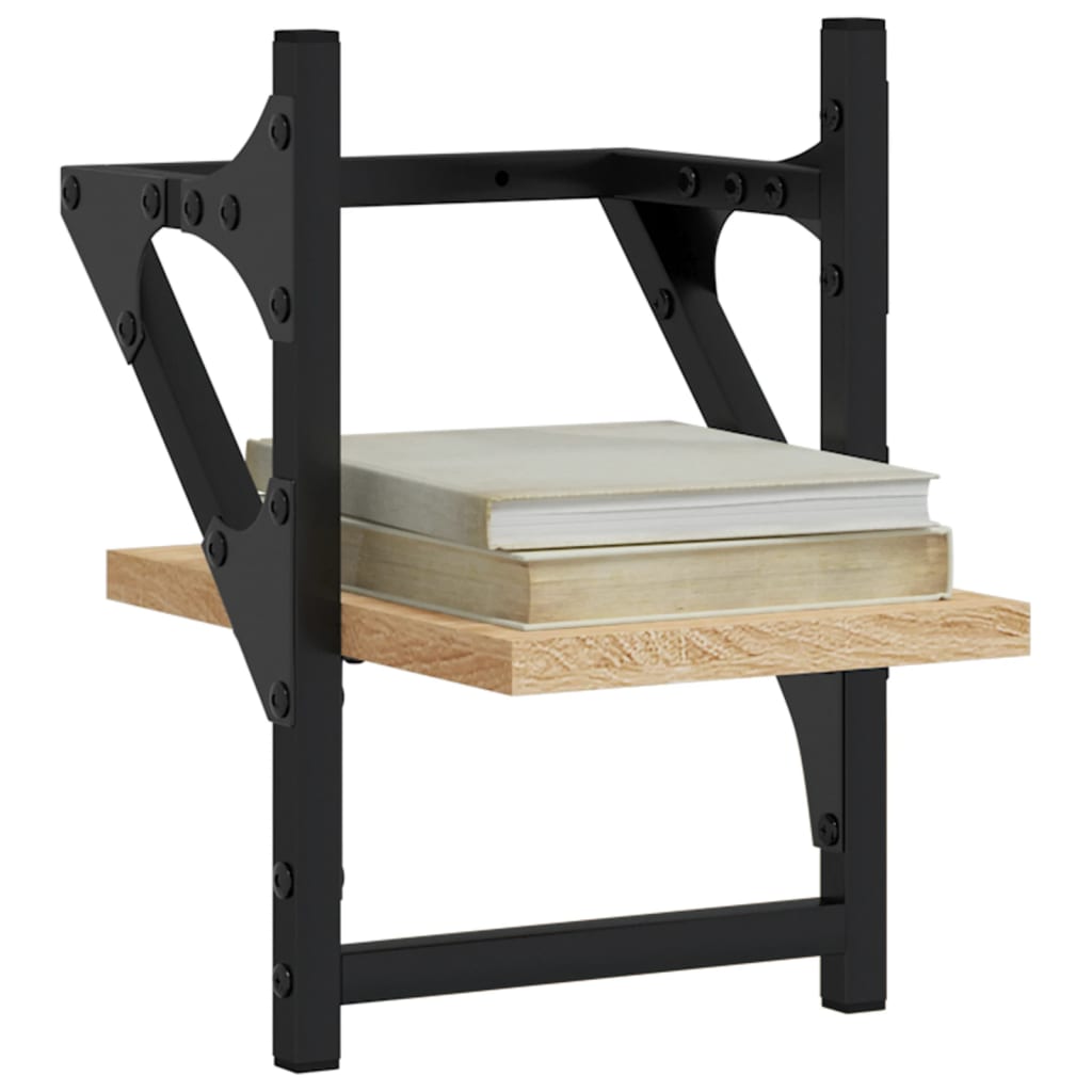 væghylder med stænger 2 stk. 20x25x30 cm sonoma-eg